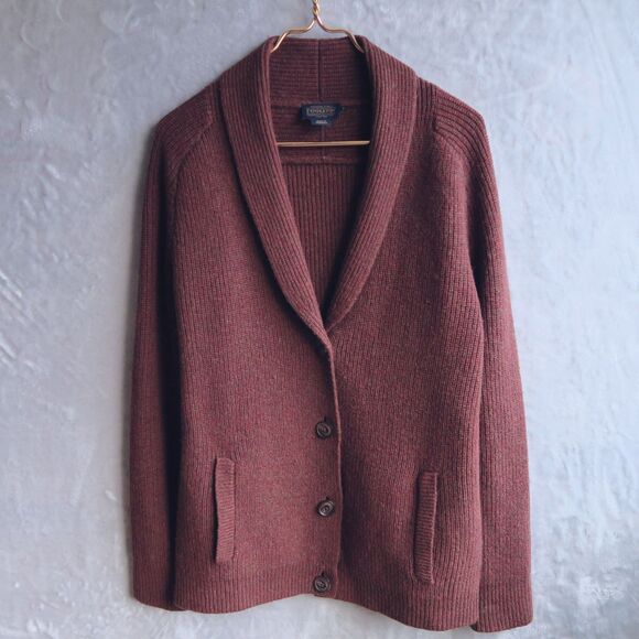 PENDLETON Brown Shetland Collection Cardigan Size S Shawl Collar Wool - Picture 1 of 9